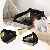 Maxbell Open Top Cat Litter Box Splashproof Cat Sand Box Cat Litter Basin Litter Pan Black