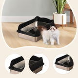 Maxbell Open Top Cat Litter Box Splashproof Cat Sand Box Cat Litter Basin Litter Pan Black