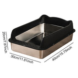 Maxbell Open Top Cat Litter Box Splashproof Cat Sand Box Cat Litter Basin Litter Pan Black