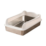 Maxbell Open Top Cat Litter Box Splashproof Cat Sand Box Cat Litter Basin Litter Pan White