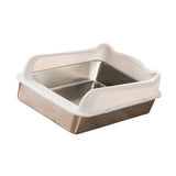Maxbell Open Top Cat Litter Box Splashproof Cat Sand Box Cat Litter Basin Litter Pan White