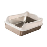 Maxbell Open Top Cat Litter Box Splashproof Cat Sand Box Cat Litter Basin Litter Pan White