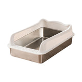Maxbell Open Top Cat Litter Box Splashproof Cat Sand Box Cat Litter Basin Litter Pan White