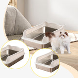 Maxbell Open Top Cat Litter Box Splashproof Cat Sand Box Cat Litter Basin Litter Pan White