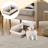 Maxbell Open Top Cat Litter Box Splashproof Cat Sand Box Cat Litter Basin Litter Pan White