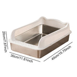 Maxbell Open Top Cat Litter Box Splashproof Cat Sand Box Cat Litter Basin Litter Pan White