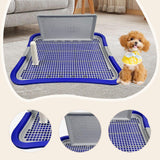Maxbell Dog Toilet with Removable Column Mesh Grids Dog Litter Box for Condos Kitten Dark Blue