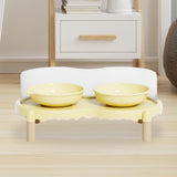 Maxbell Elevated Cat Bowls Food and Water Bowl Set for Kittens Travel Indoor Outdoor Yellow