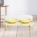 Maxbell Elevated Cat Bowls Food and Water Bowl Set for Kittens Travel Indoor Outdoor Yellow