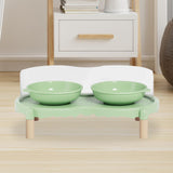 Maxbell Elevated Cat Bowls Food and Water Bowl Set for Kittens Travel Indoor Outdoor Green