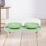 Maxbell Elevated Cat Bowls Food and Water Bowl Set for Kittens Travel Indoor Outdoor Green