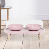 Maxbell Elevated Cat Bowls Food and Water Bowl Set for Kittens Travel Indoor Outdoor Pink