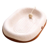 Maxbell Felt Material Cat Scratcher Bed Zero Shedding Versatile Breathable Play Zone White Oval