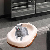 Maxbell Felt Material Cat Scratcher Bed Zero Shedding Versatile Breathable Play Zone White Oval