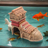 Maxbell Aquarium Decoration Unique for Rest Play Realistic Resin Shoe House Ornament