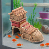 Maxbell Aquarium Decoration Unique for Rest Play Realistic Resin Shoe House Ornament