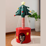 Maxbell Christmas Tree Cat Tower with Cozy Hideaway Multipurpose Sisal Cat Scratcher