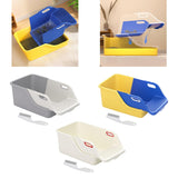 Cat Litter Box Professional Compact Multifunctional Anti Leakage Litter Tray White Gray