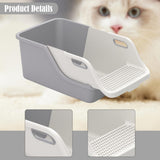 Cat Litter Box Professional Compact Multifunctional Anti Leakage Litter Tray White Gray