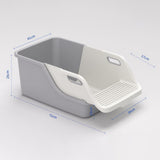 Cat Litter Box Professional Compact Multifunctional Anti Leakage Litter Tray White Gray