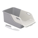 Cat Litter Box Professional Compact Multifunctional Anti Leakage Litter Tray White Gray