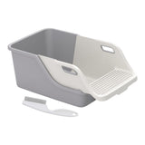 Cat Litter Box Professional Compact Multifunctional Anti Leakage Litter Tray White Gray