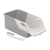 Cat Litter Box Professional Compact Multifunctional Anti Leakage Litter Tray White Gray