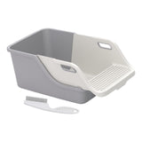 Cat Litter Box Professional Compact Multifunctional Anti Leakage Litter Tray White Gray