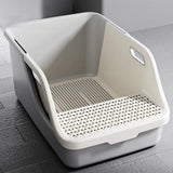 Cat Litter Box Professional Compact Multifunctional Anti Leakage Litter Tray White Gray