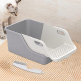 Cat Litter Box Professional Compact Multifunctional Anti Leakage Litter Tray White Gray