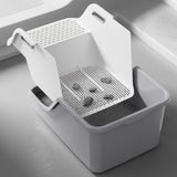 Cat Litter Box Professional Compact Multifunctional Anti Leakage Litter Tray White Gray