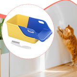 Cat Litter Box Professional Compact Multifunctional Anti Leakage Litter Tray Blue Yellow