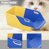 Cat Litter Box Professional Compact Multifunctional Anti Leakage Litter Tray Blue Yellow