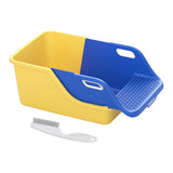 Cat Litter Box Professional Compact Multifunctional Anti Leakage Litter Tray Blue Yellow