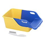 Cat Litter Box Professional Compact Multifunctional Anti Leakage Litter Tray Blue Yellow