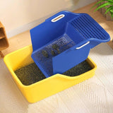 Cat Litter Box Professional Compact Multifunctional Anti Leakage Litter Tray Blue Yellow