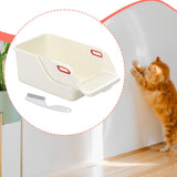 Cat Litter Box Professional Compact Multifunctional Anti Leakage Litter Tray White Beige
