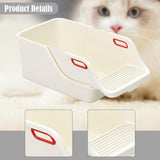 Cat Litter Box Professional Compact Multifunctional Anti Leakage Litter Tray White Beige