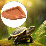 Maxbell Reptile Feeding Dish Corner Decor for Semi Aquatic Bearded Dragons Chameleon light brown