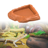 Maxbell Reptile Feeding Dish Corner Decor for Semi Aquatic Bearded Dragons Chameleon light brown