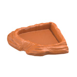 Maxbell Reptile Feeding Dish Corner Decor for Semi Aquatic Bearded Dragons Chameleon light brown