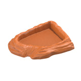 Maxbell Reptile Feeding Dish Corner Decor for Semi Aquatic Bearded Dragons Chameleon light brown