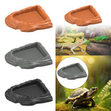 Maxbell Reptile Feeding Dish Corner Decor for Semi Aquatic Bearded Dragons Chameleon light brown