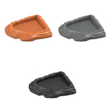 Maxbell Reptile Feeding Dish Corner Decor for Semi Aquatic Bearded Dragons Chameleon light brown