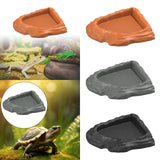 Maxbell Reptile Feeding Dish Corner Decor for Semi Aquatic Bearded Dragons Chameleon light brown