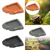 Maxbell Reptile Feeding Dish Corner Decor for Semi Aquatic Bearded Dragons Chameleon light brown