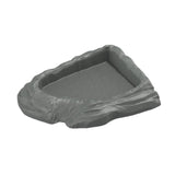 Maxbell Reptile Feeding Dish Corner Decor for Semi Aquatic Bearded Dragons Chameleon gray