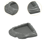 Maxbell Reptile Feeding Dish Corner Decor for Semi Aquatic Bearded Dragons Chameleon gray