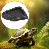Maxbell Reptile Feeding Dish Corner Decor for Semi Aquatic Bearded Dragons Chameleon black