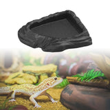 Maxbell Reptile Feeding Dish Corner Decor for Semi Aquatic Bearded Dragons Chameleon black